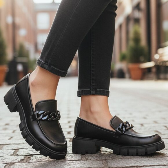 Steve Madden Shoes - STEVE MADDEN Hastings Platform Loafers 7.5 Chunky Lugsole Y2K Punk Goth Vegan